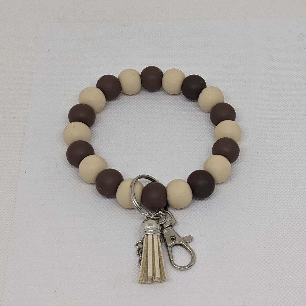 Wristlet & Keychain - Brown & Beige